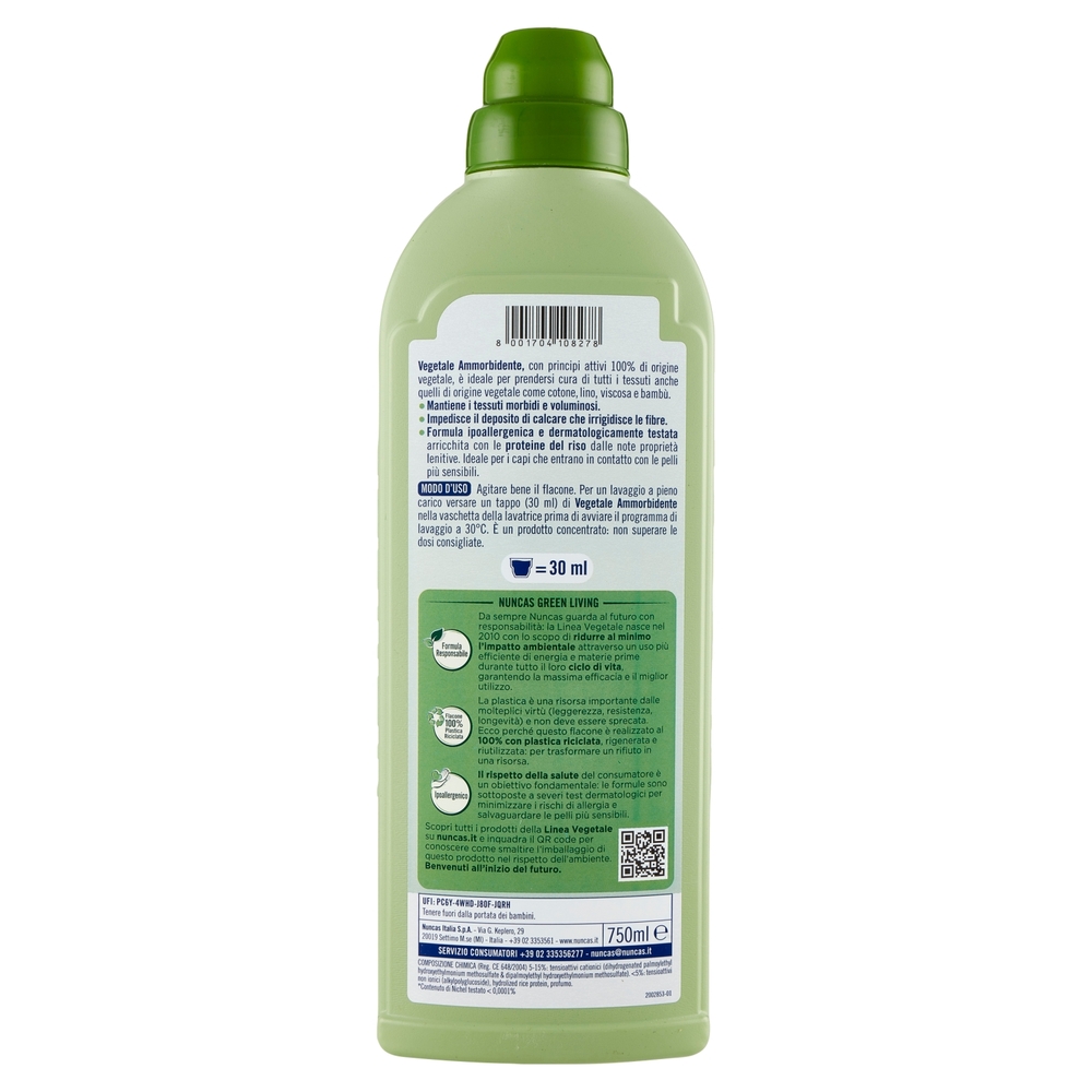 nuncas Vegetale Ammorbidente ipoallergenico Freschezza naturale 750 ml